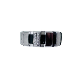 Bague Bandeau CHAUMET "Class One" en or blanc, diamants et caoutchouc