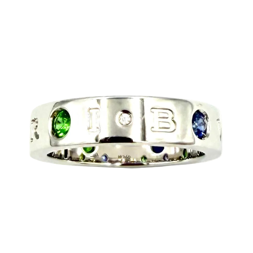 Bague BULGARI "Roman Sorbet" en or blanc, grenats, saphirs et diamant