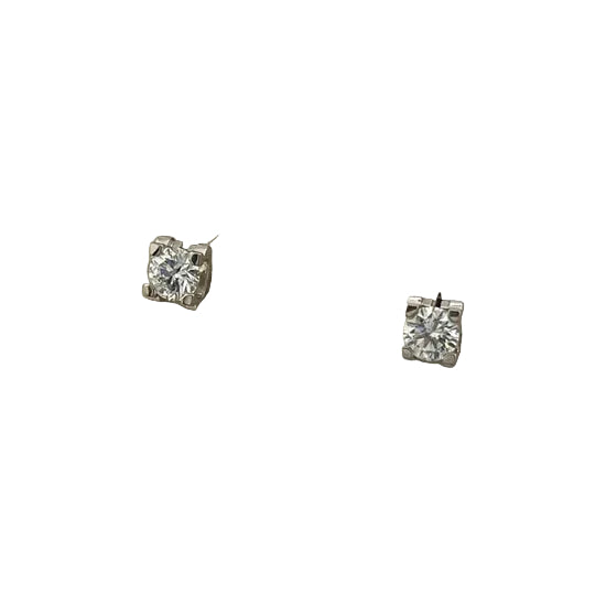 Boucles d'oreilles Puces CARTIER "Double C" en or blanc et diamants