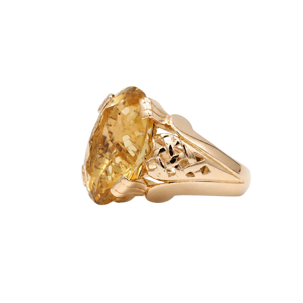Bague Solitaire en or rose et citrine