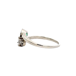 Bague Toi & Moi en or blanc, émeraude et diamant