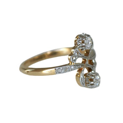 Bague Toi & Moi en or jaune, platine et diamants