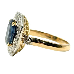 Bague Entourage en or jaune, saphir et diamants