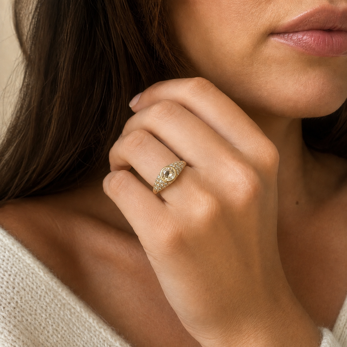 Bague Jonc en or jaune et diamants