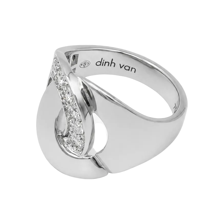 Bague Pavée DINH VAN "Menottes" en or blanc et diamants