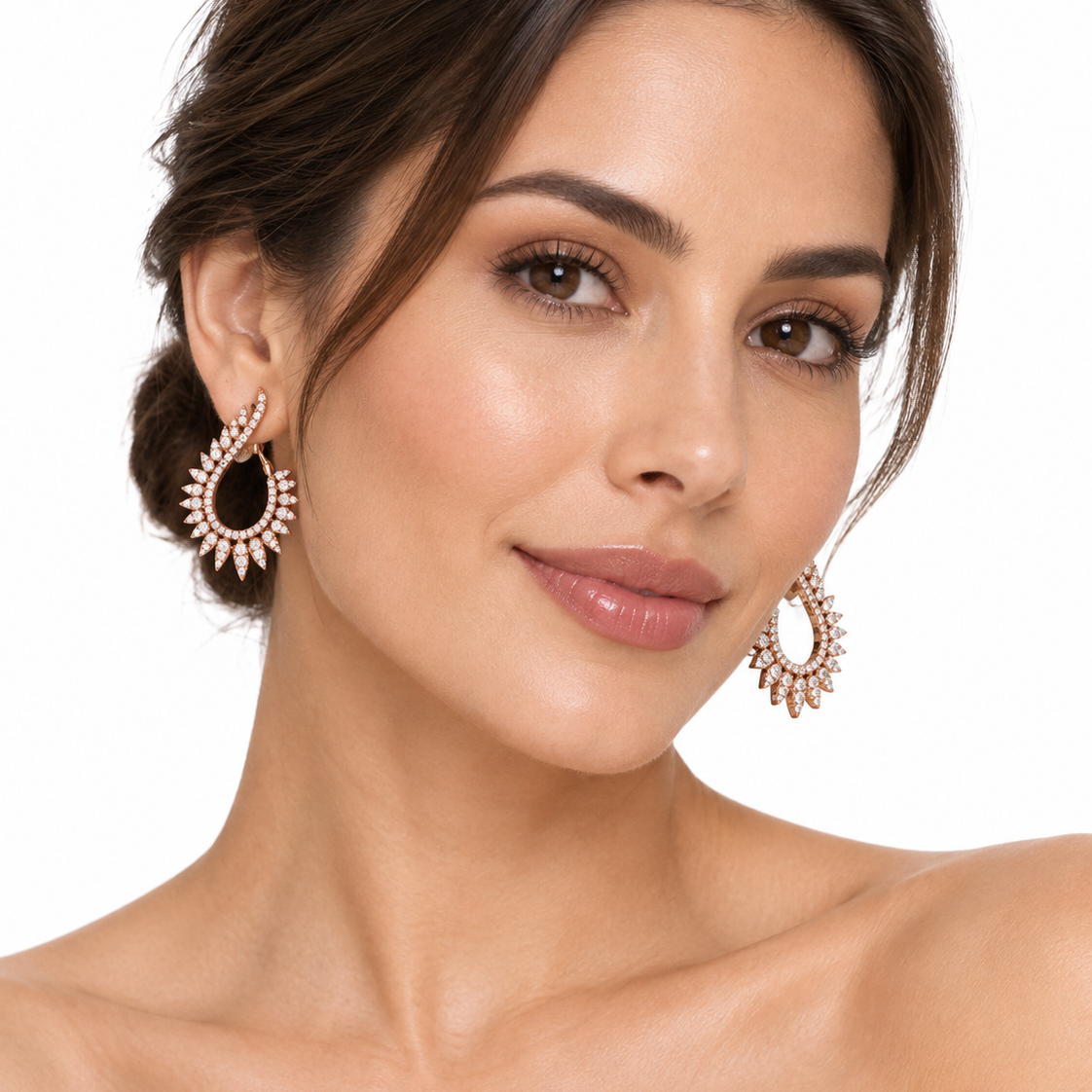 Boucles d'oreilles Clips en or rose et diamants