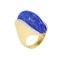 Bague Cocktail en or jaune, lapis-lazuli et diamants