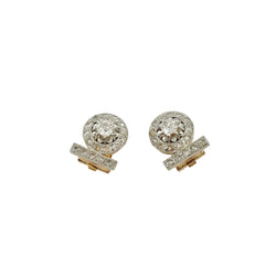 Boucles d'oreilles Clips Art Déco en platine, or jaune et diamants