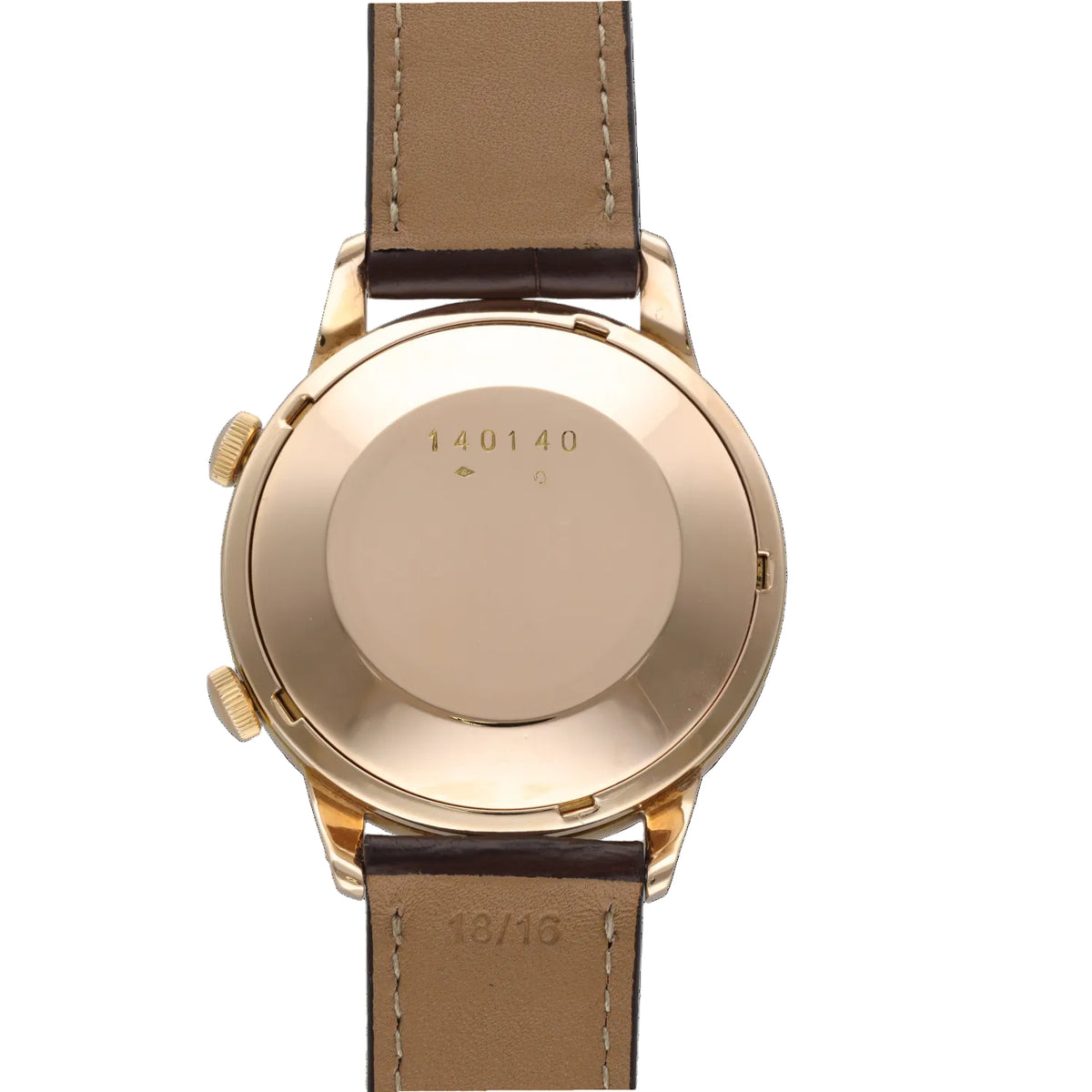 Montre JAEGER-LECOULTRE "Memovox" en or rose et cuir