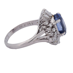 Bague Entourage en platine, saphir et diamants