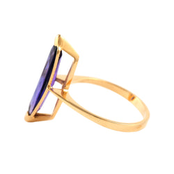 Bague Solitaire en or jaune et améthyste