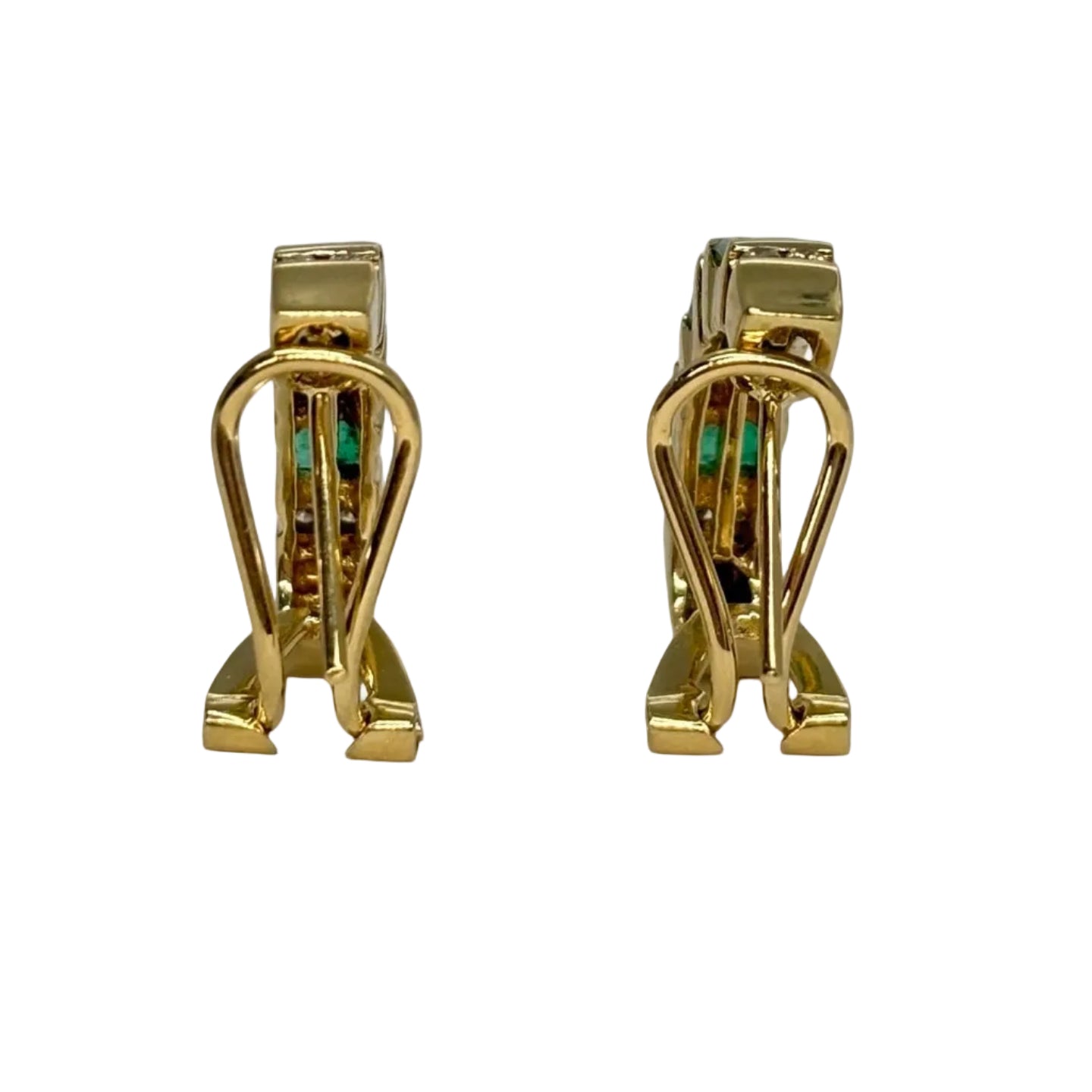 Boucles d'oreilles Clips en or jaune, émeraudes et diamants