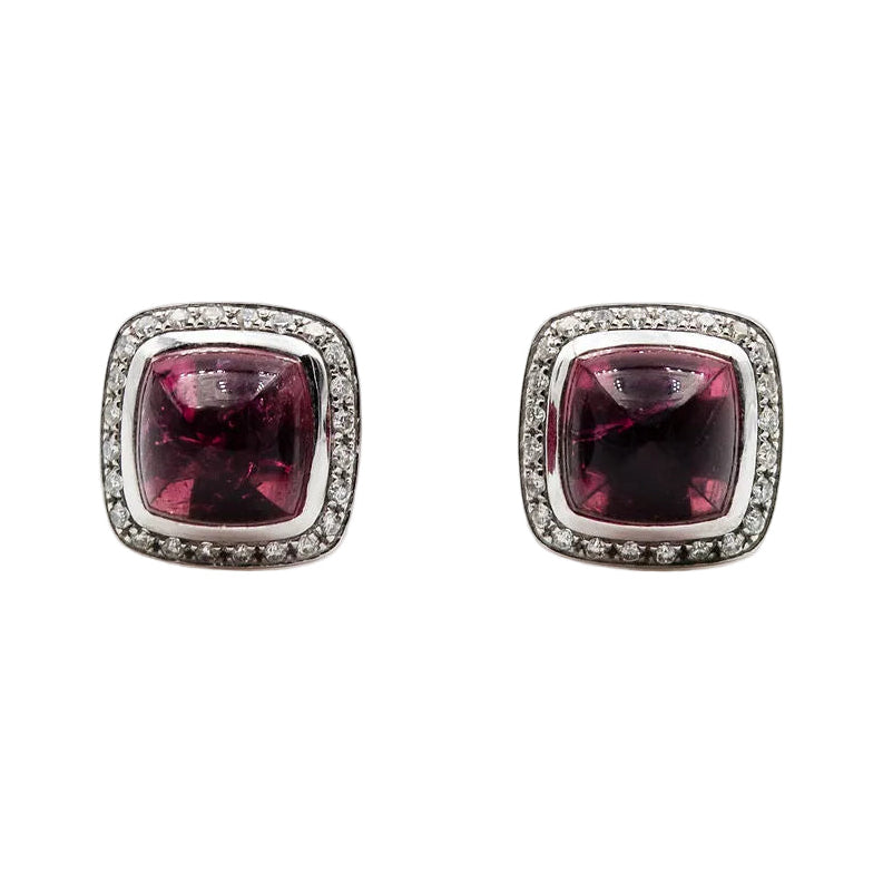 Boucles d'oreilles Puces FRED "Pain de sucre" en or blanc, tourmaline rose et diamants