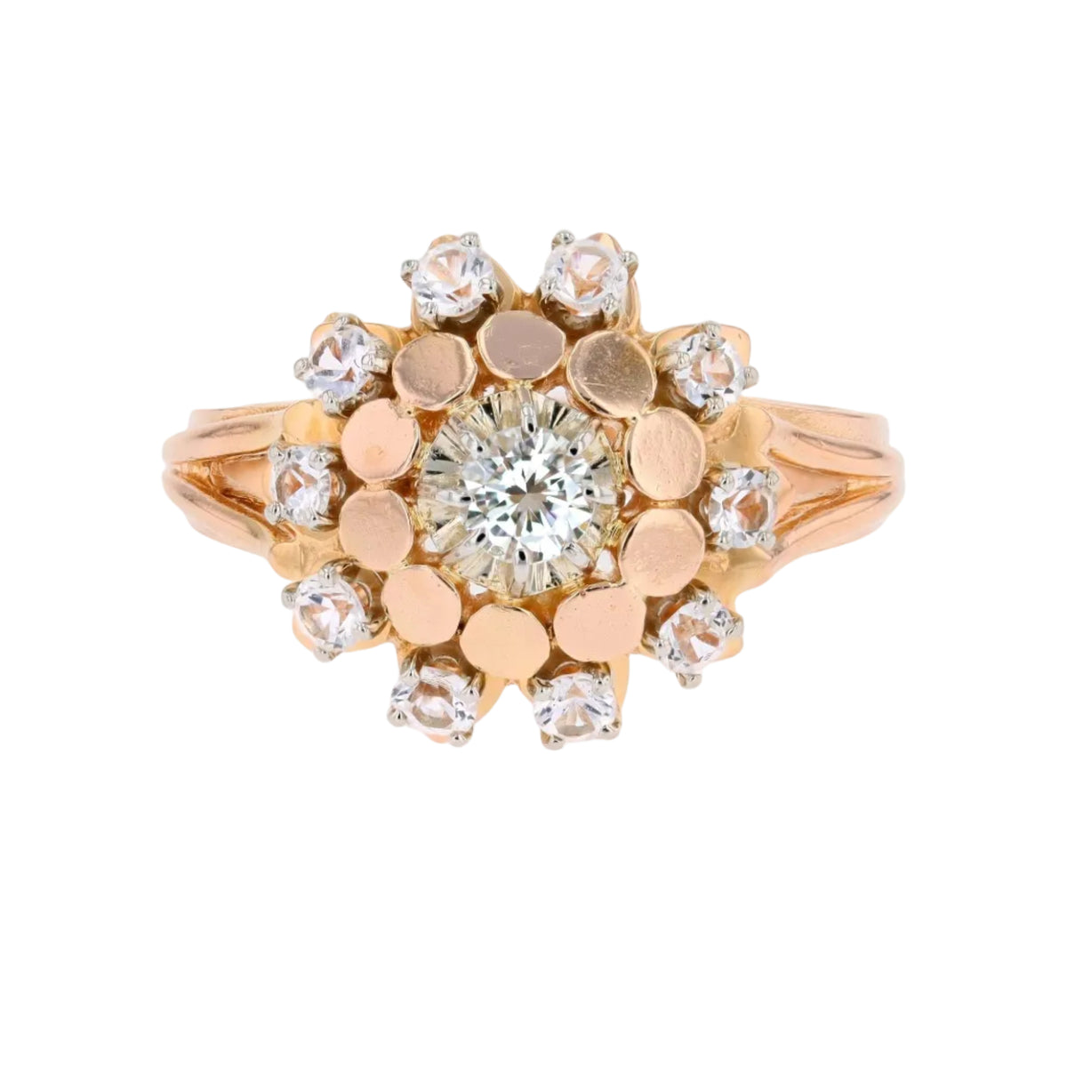 Bague Marguerite en or rose et saphirs