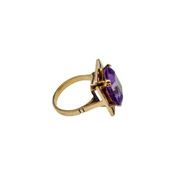 Bague Solitaire en or rose et améthyste
