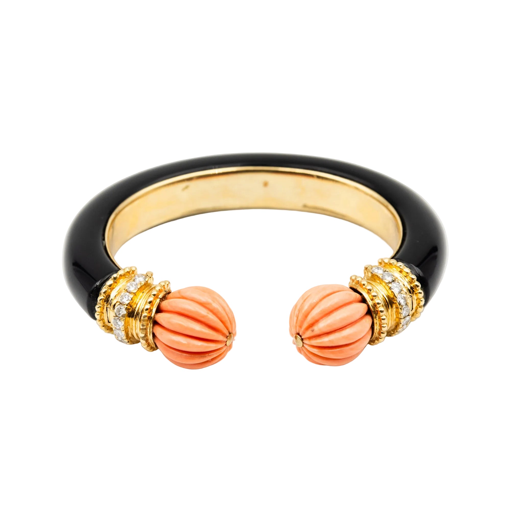 Bracelet Jonc BOUCHERON en or jaune, corail, onyx et diamants