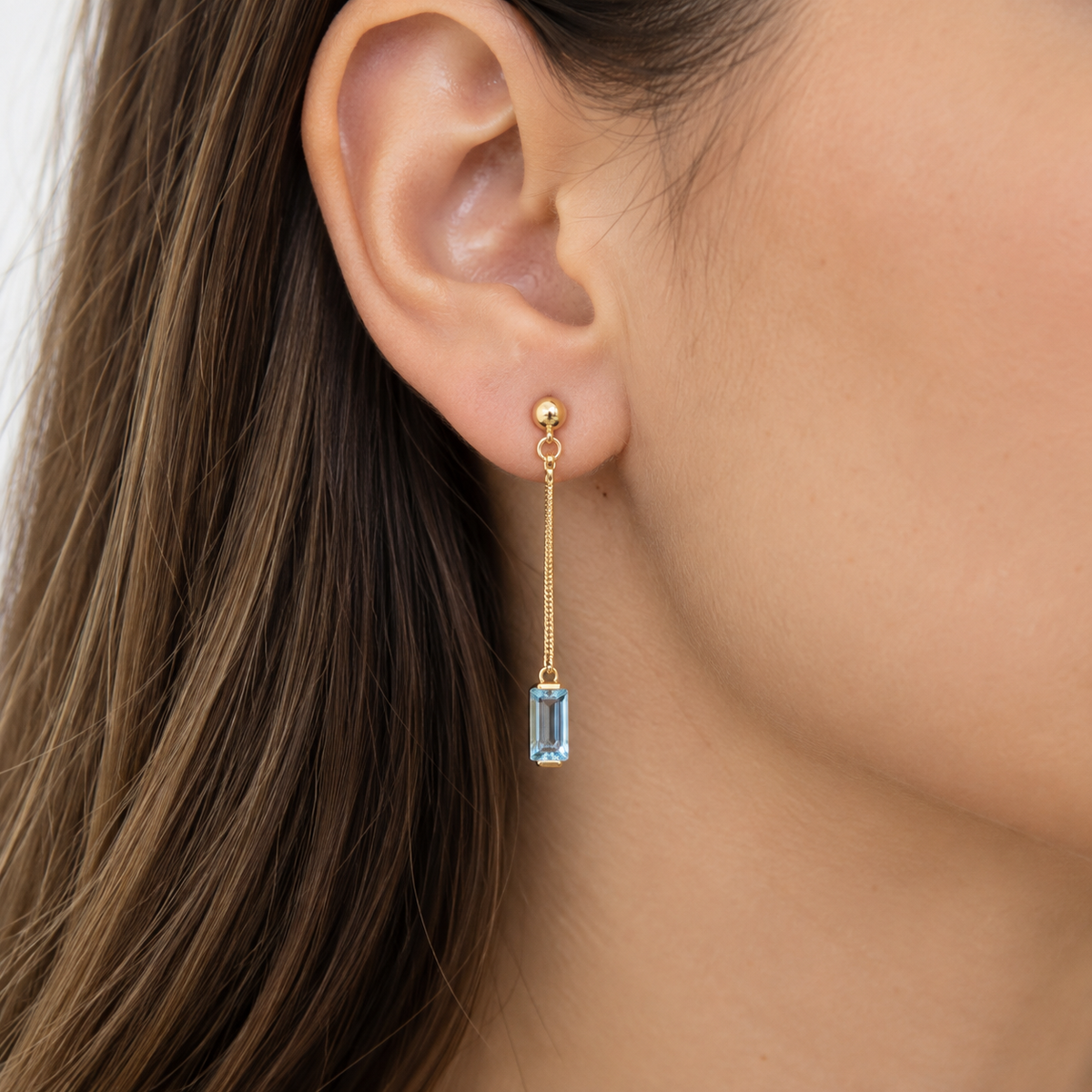 Boucles d’oreilles Pendantes en or jaune et topazes