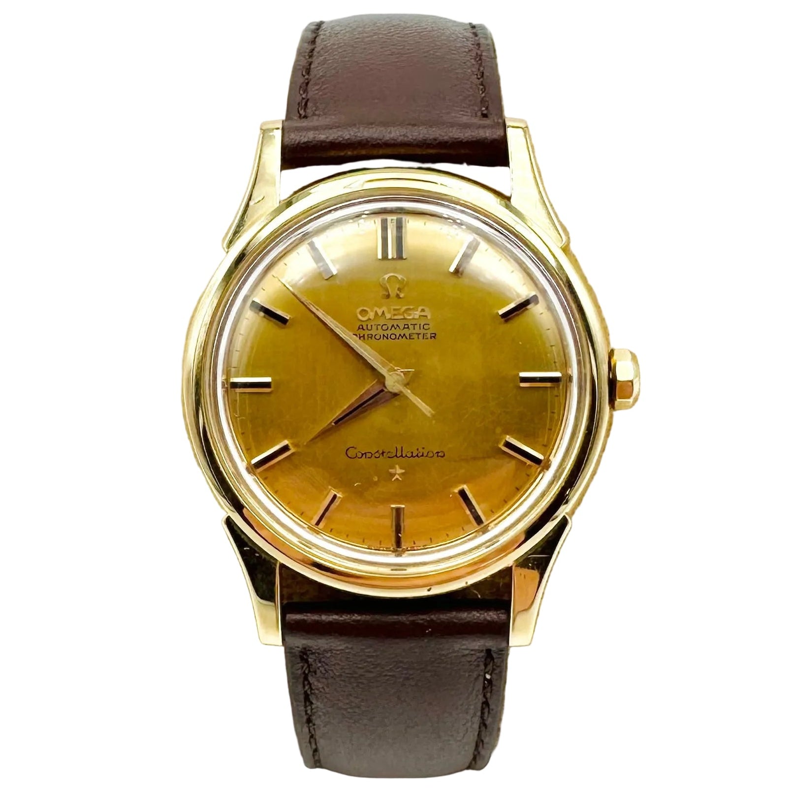 Montre OMEGA "Constellation" en or jaune et cuir