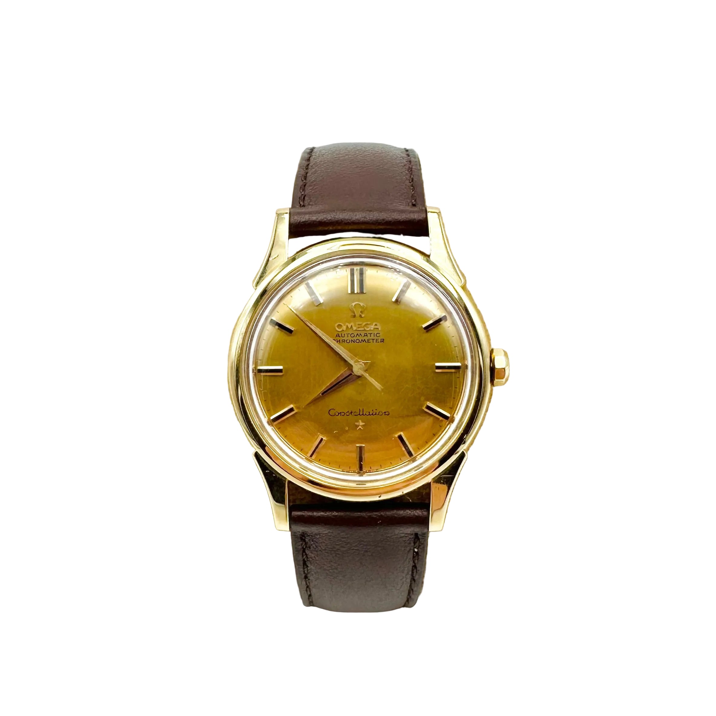 Montre OMEGA "Constellation" en or jaune et cuir