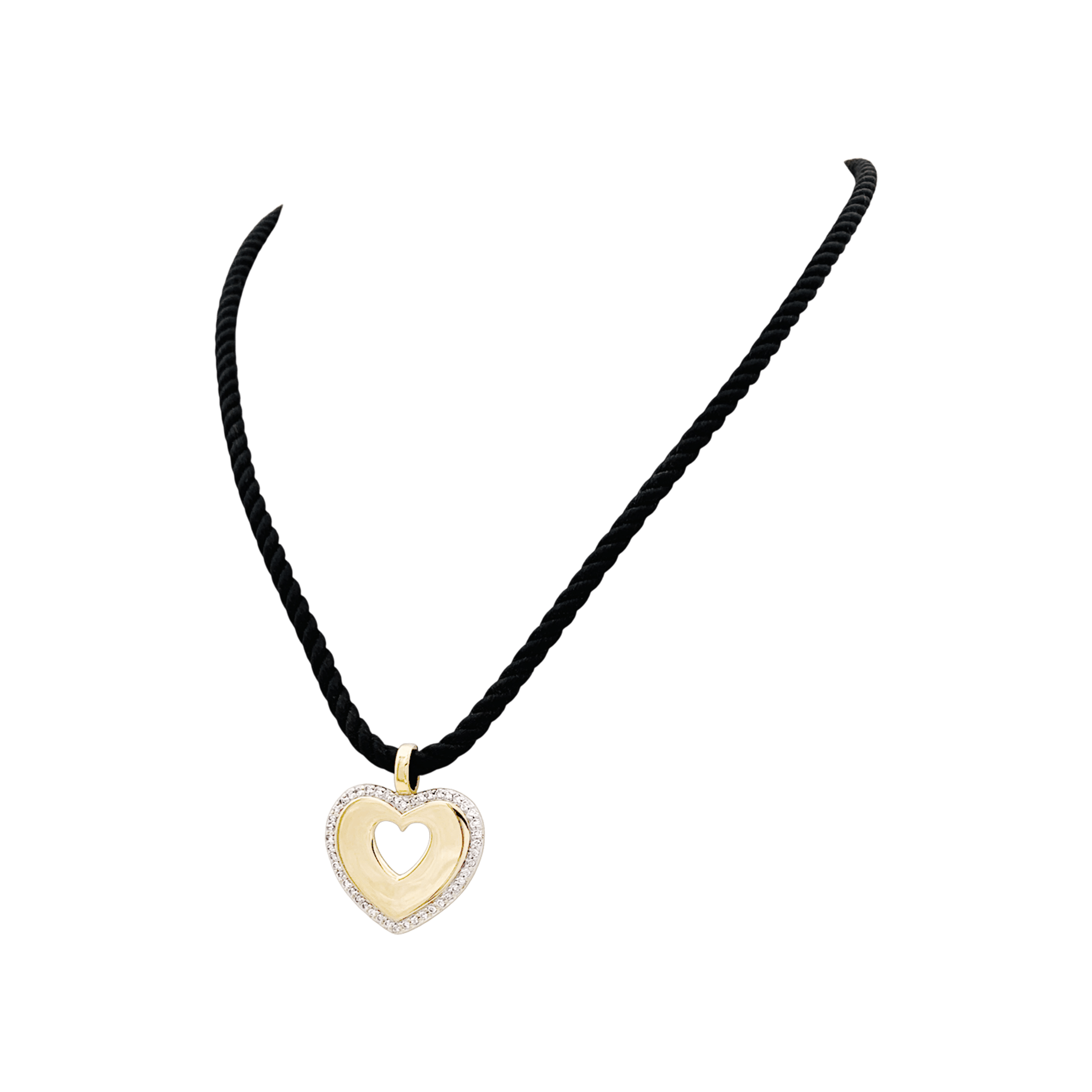 Pendentif Poiray "Coeur Secret" en deux tons d'ors et diamants.