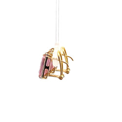 Boucles d'oreilles Clips en or jaune, pierre rose et diamants