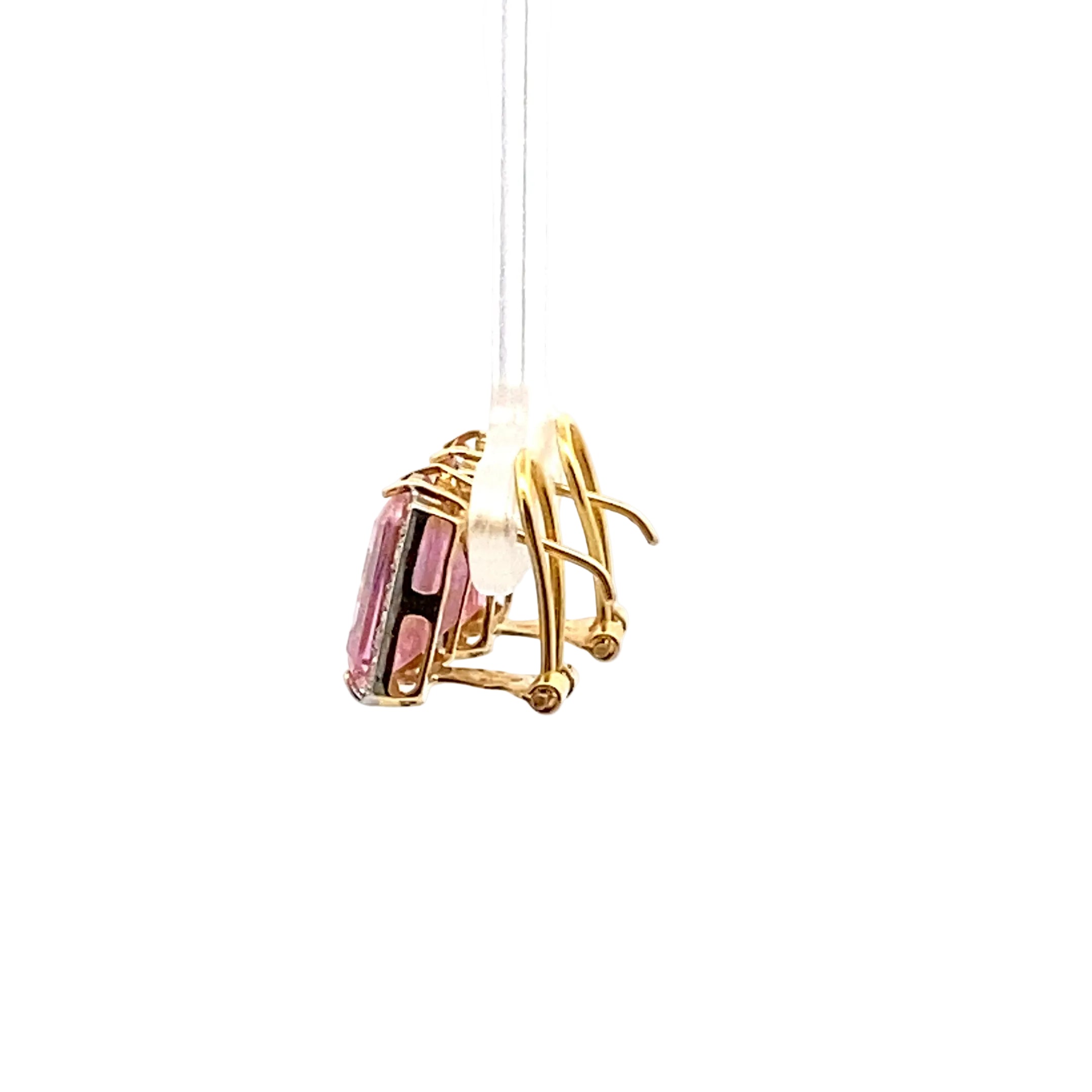 Boucles d'oreilles Clips en or jaune, pierre rose et diamants