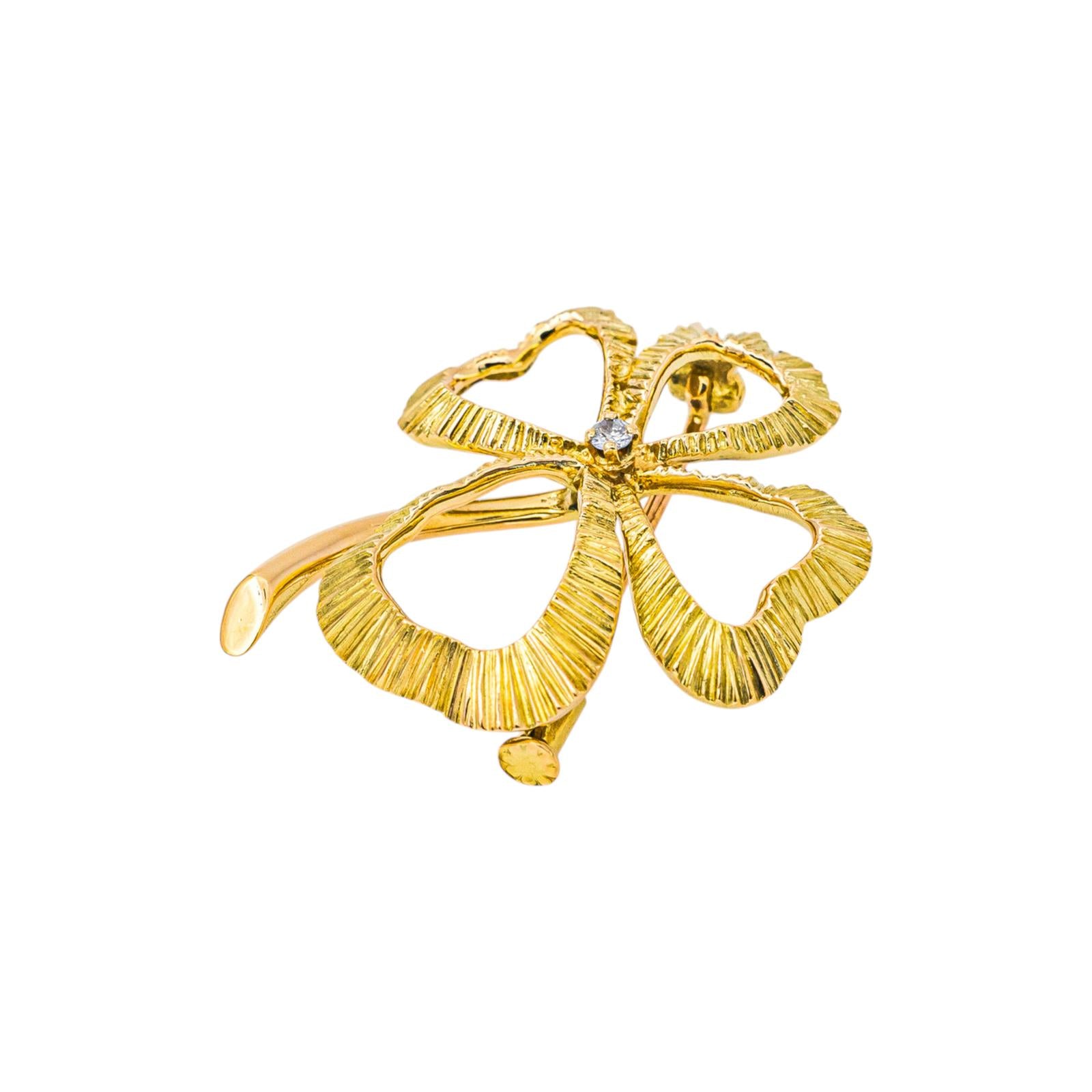 Broche Trèfle Or jaune Diamant