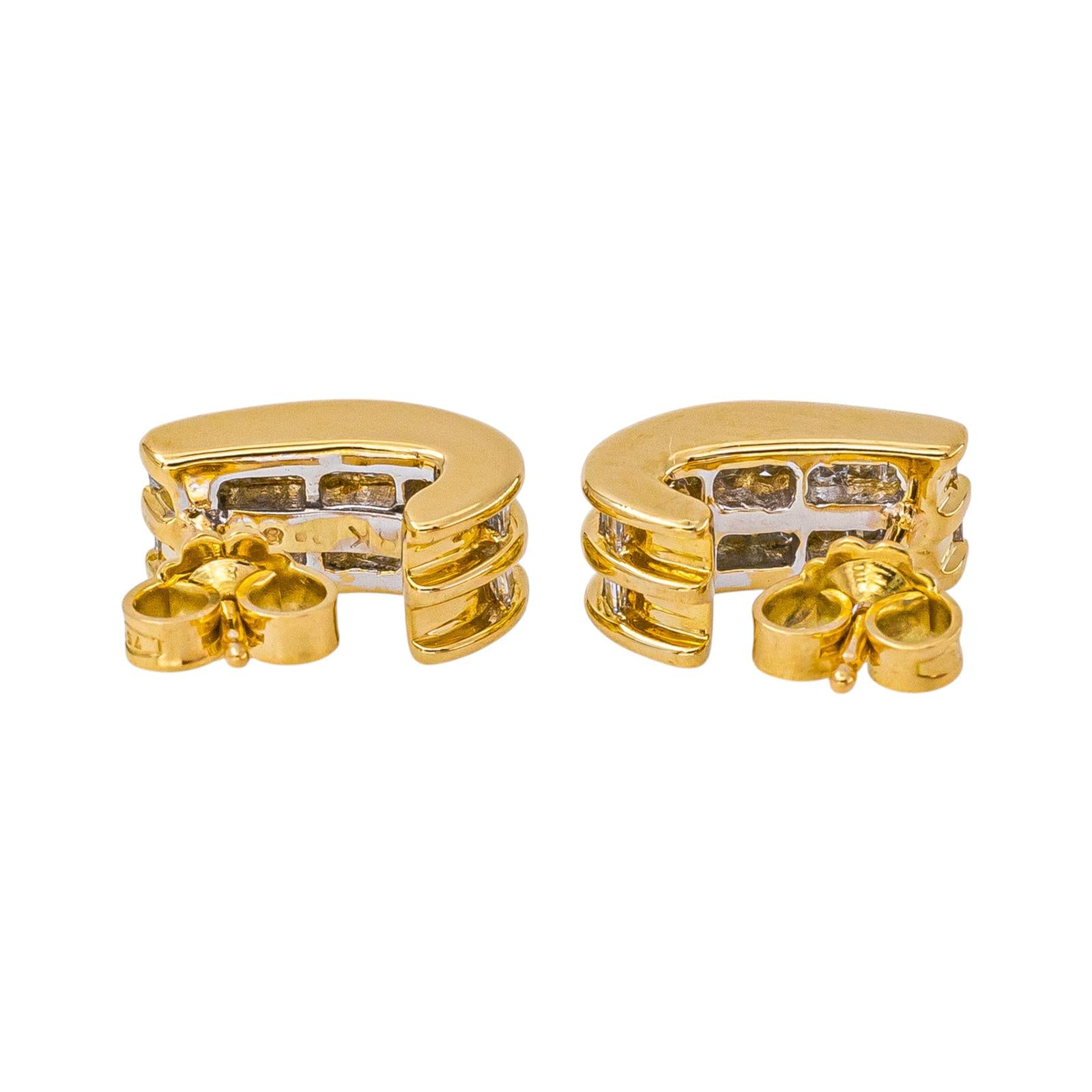 Boucles d'oreilles en or blanc, or jaune et diamants