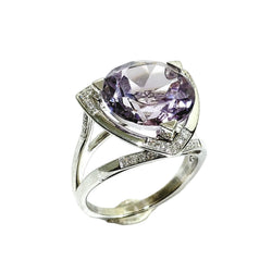 Bague Solitaire MAUBOUSSIN "Mes coules à toi" en or blanc, améthyste et diamants