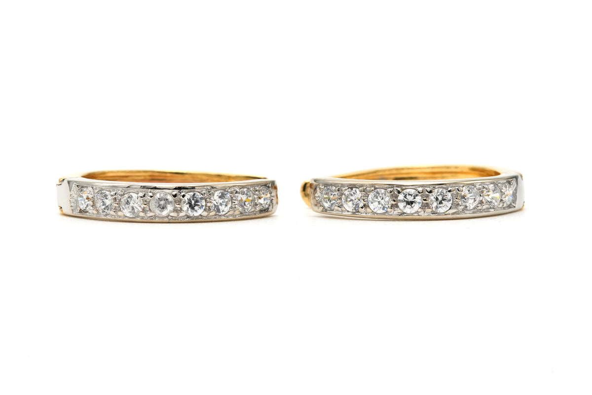 Boucles d'oreilles en or blanc, or jaune et diamants