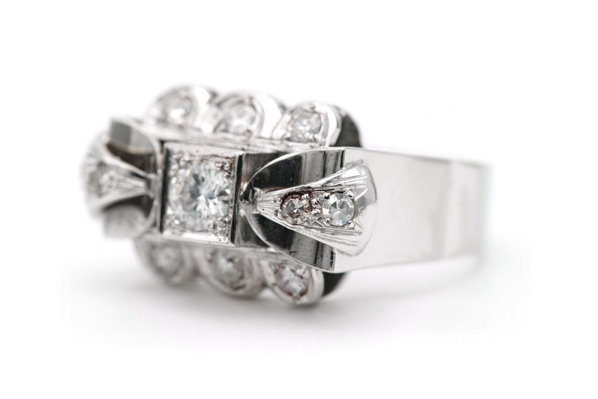 Bague Tank en or blanc et diamants