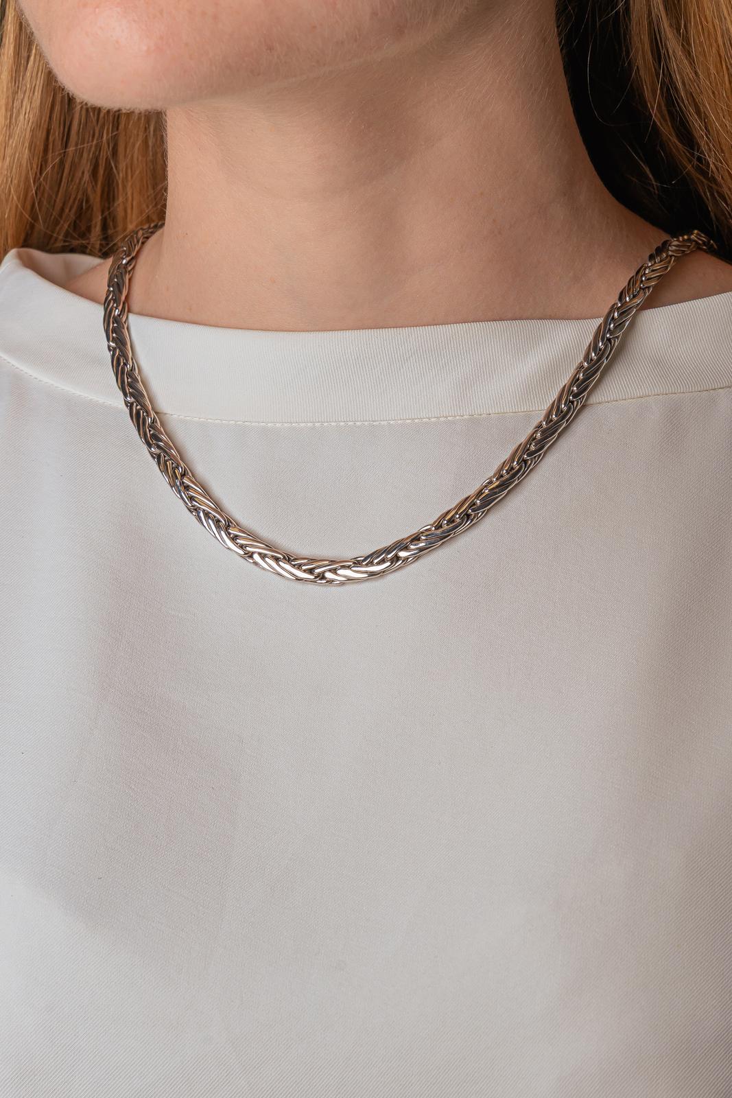 Collier Maille tressée Or blanc