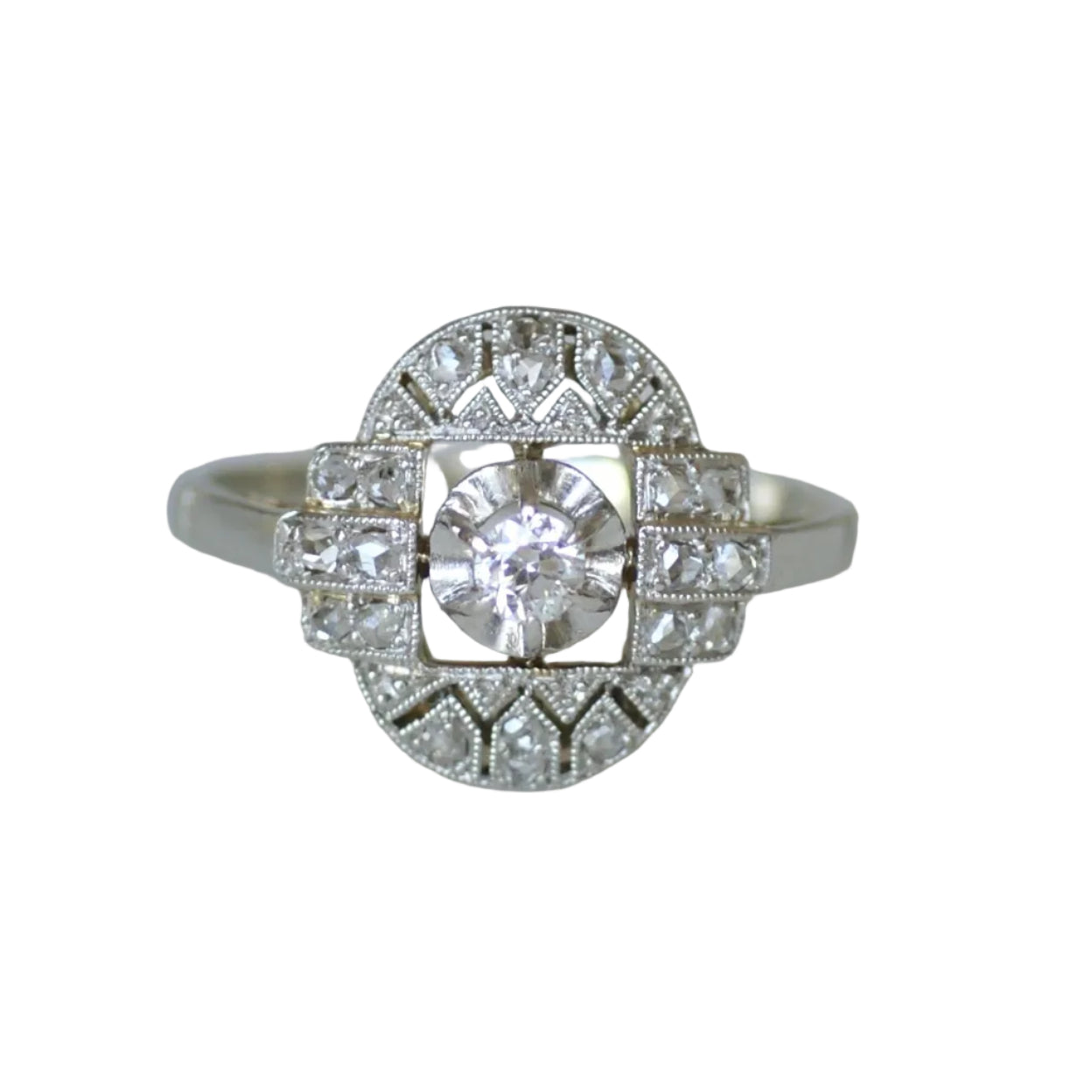 Bague Entourage en or blanc, platine et diamants