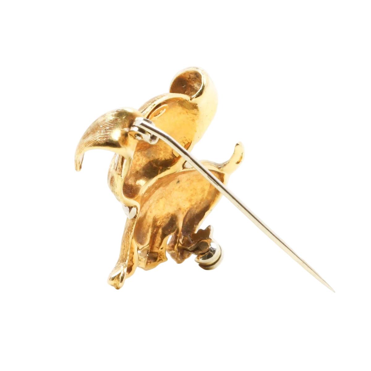 Broche Épingle en or blanc, or jaune, émail et saphirs