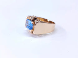 Bague Tank en or et aigue-marine