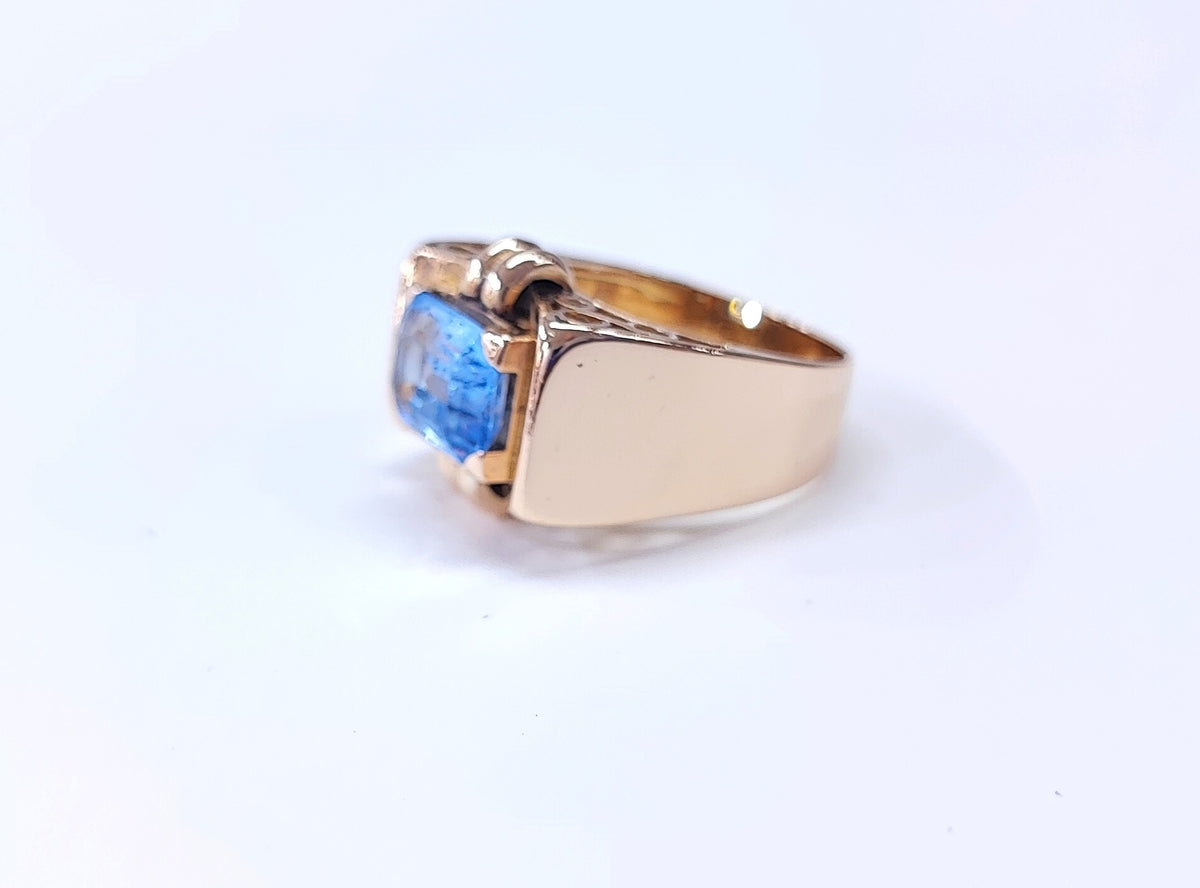 Bague Tank en or et aigue-marine