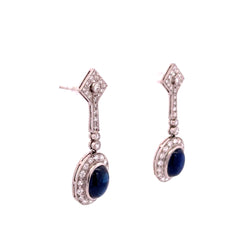 Boucles d'oreilles Pendantes en platine, saphirs et diamants