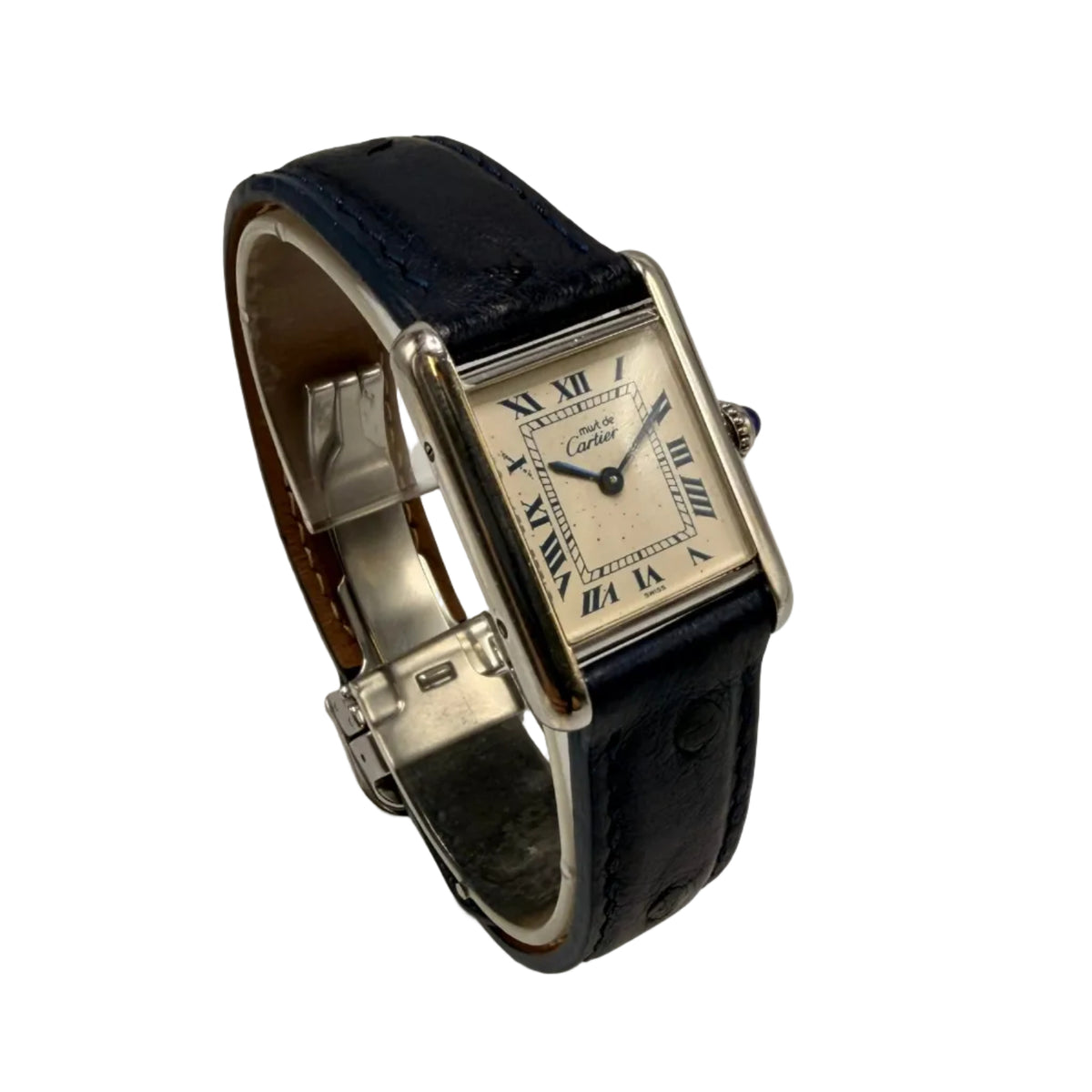 Montre CARTIER "Tank Must de Tank" en argent et cuir