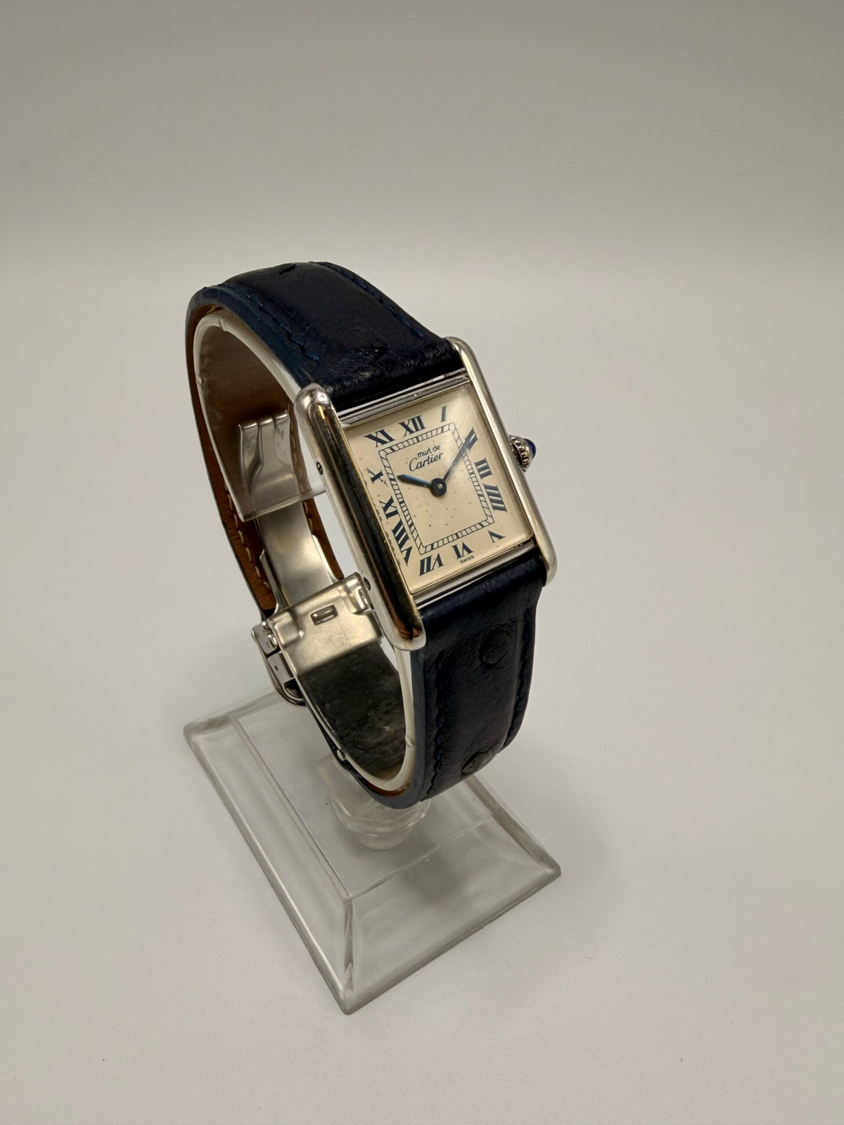 Montre CARTIER "Tank Must de Tank" en argent et cuir