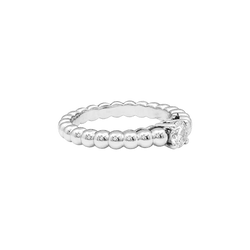 Bague Solitaire VAN CLEEF & ARPELS "Solitaire Perlée" en or blanc et diamant