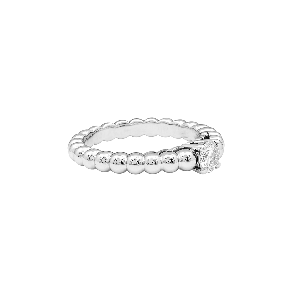 Bague Solitaire VAN CLEEF & ARPELS "Solitaire Perlée" en or blanc et diamant