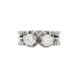 Bague Toi & Moi en or blanc, platine et diamants
