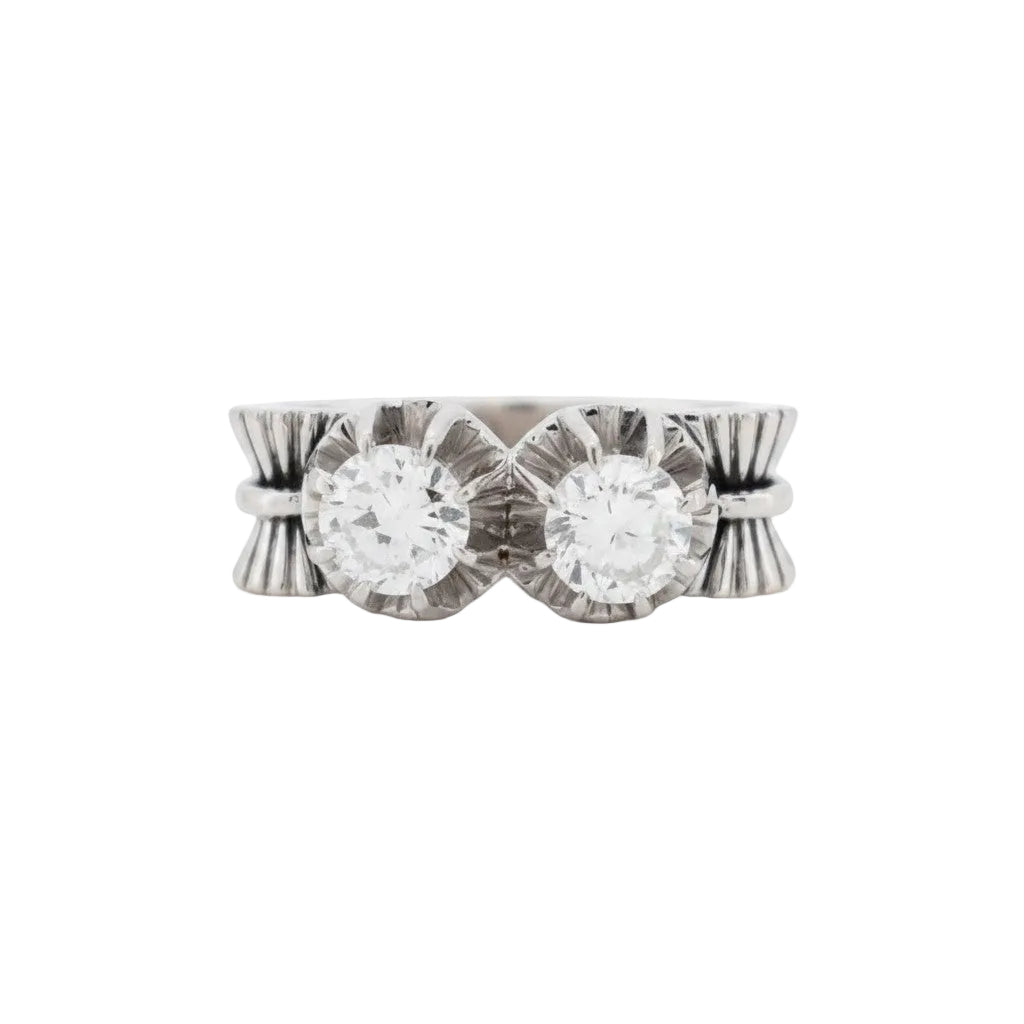 Bague Toi & Moi en or blanc, platine et diamants