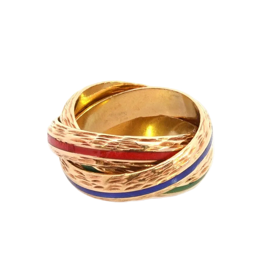 Bague Alliance HERMÉS "Trinity" en or jaune et émail