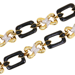 Collier Maille transformable or jaune, onyx et diamants