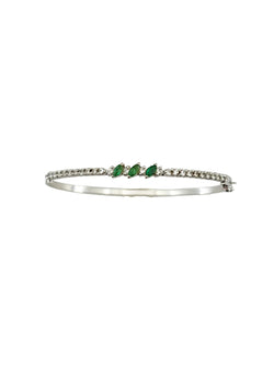 Bracelet Jonc en or blanc, émeraudes et diamants