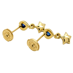 Boucles d'oreilles Pendantes en or jaune et saphirs
