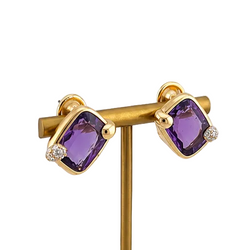 Boucles d'oreilles Clips POMELLATO en or jaune, améthyste et diamants