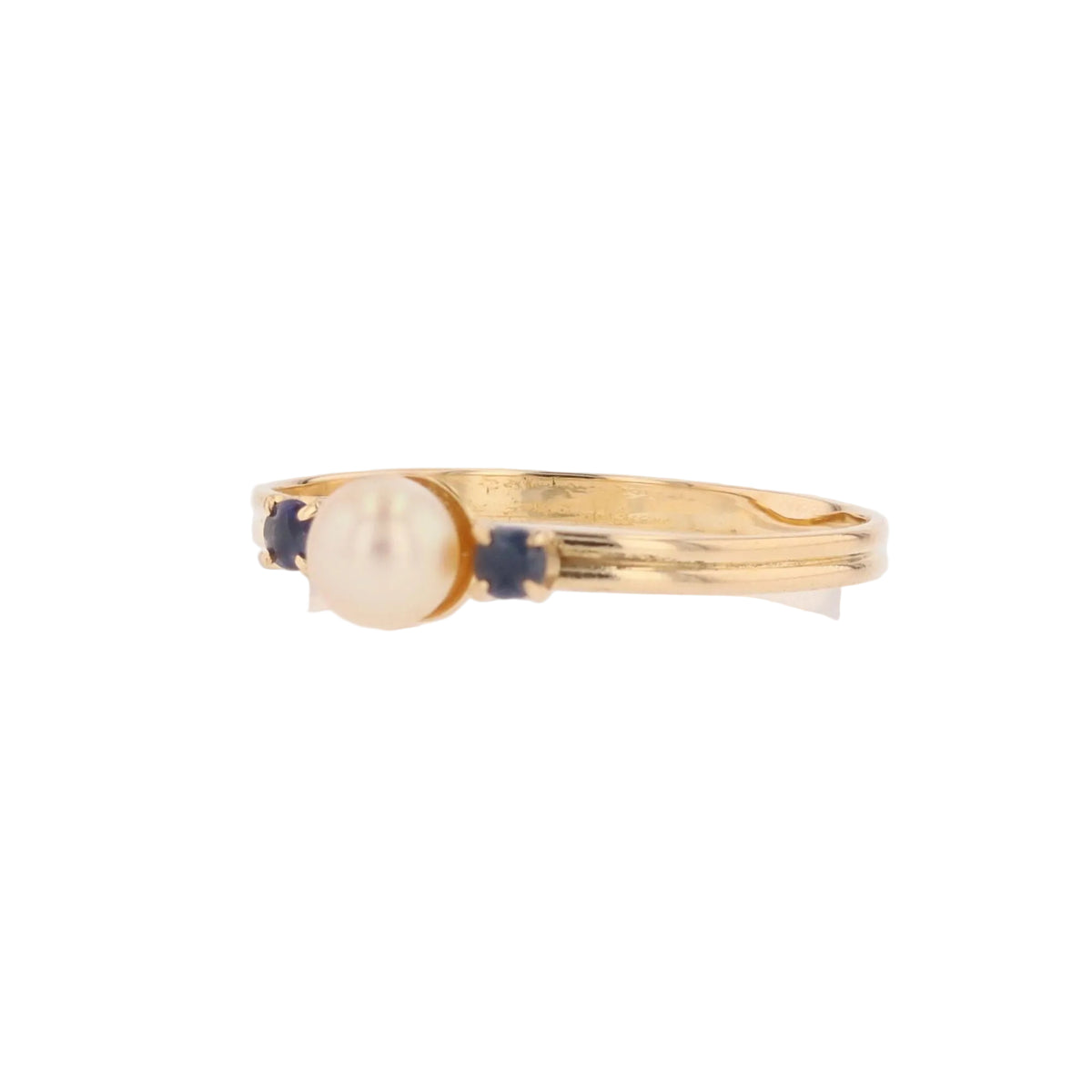 Bague Trilogie en or jaune, perle et saphirs