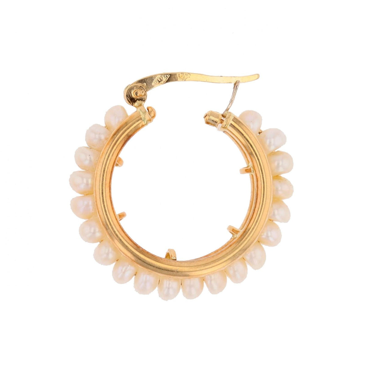 Mono boucle d'oreille Créole en or jaune et perles